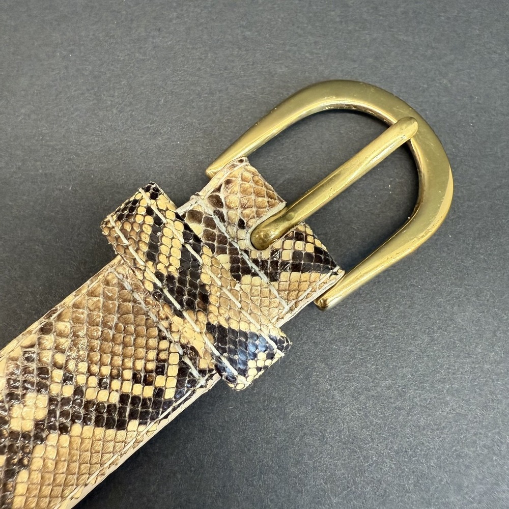 Vintage Genuine Python Belt Solid Brass Buckle Re… - image 10